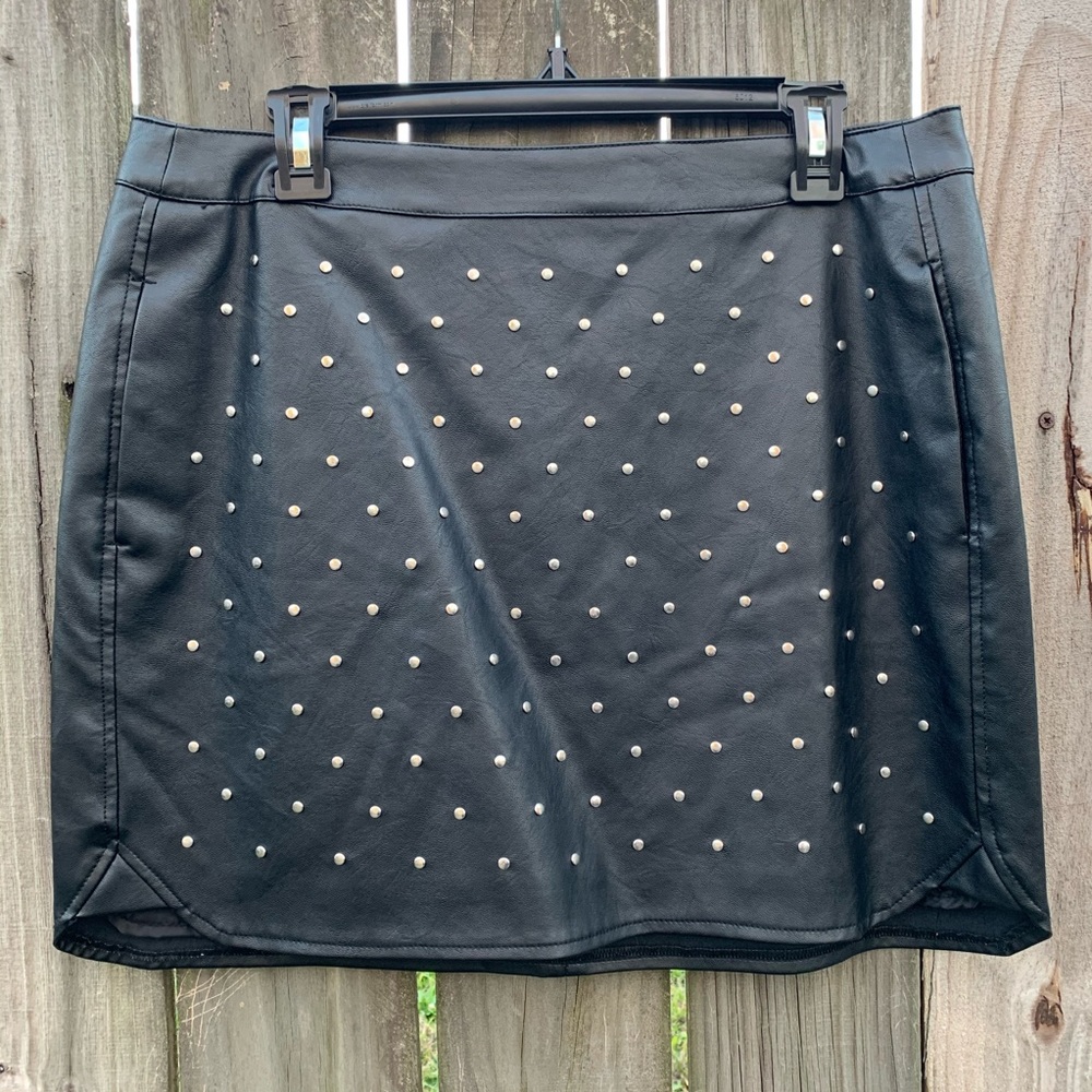 Studded Faux Leather Mini Skirt